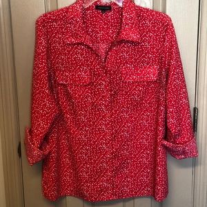 Red Polka Dot 3/4 Sleeve Light Airy Women’s Large Blouse